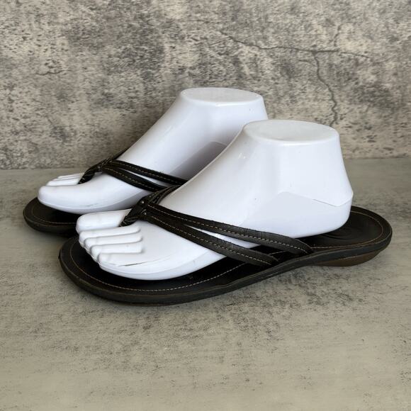 OluKai U’i Black Women’s Flip Flops Thong Sandals Size 9 - Picture 1 of 7